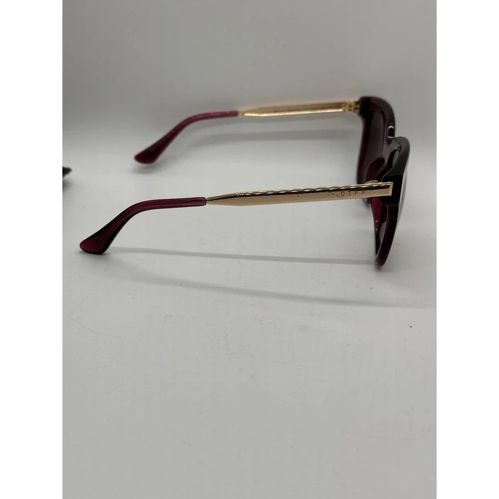 DIFF Eyewear Bella Oversized Square Sunglasses Pink Burgundy Gold‎ w Case EUC!